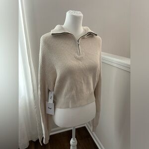 NWT tna ashbury quarter zip in heather light oatmeal